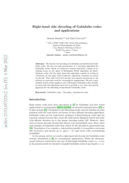 Right-hand side decoding of Gabidulin code and applications