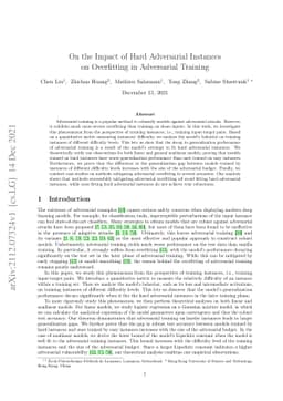 On the Impact of Hard Adversarial Instances on Overfitting in
  Adversarial Training
