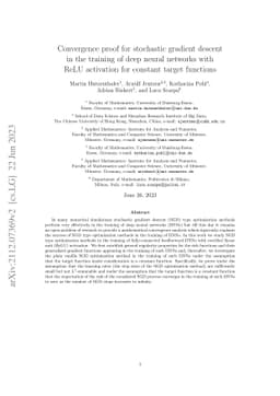 Convergence proof for stochastic gradient descent in the training of
  deep neural networks with ReLU activation for constant target functions