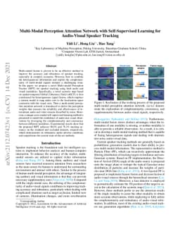 Multi-Modal Perception Attention Network with Self-Supervised Learning
  for Audio-Visual Speaker Tracking