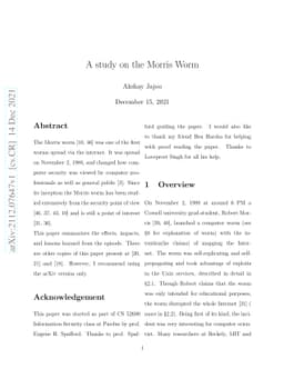 A study on the Morris Worm