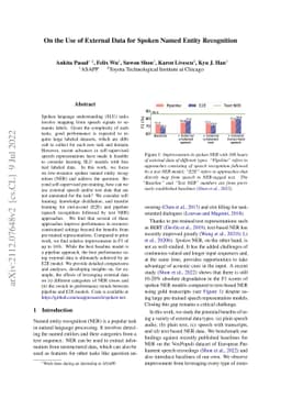 On the Use of External Data for Spoken Named Entity Recognition