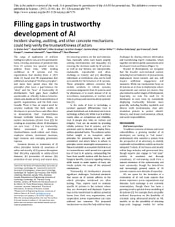 Filling gaps in trustworthy development of AI