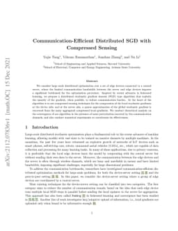 Communication-Efficient Distributed SGD with Compressed Sensing