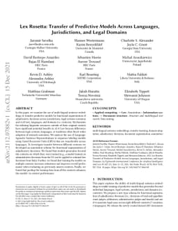 Lex Rosetta: Transfer of Predictive Models Across Languages,
  Jurisdictions, and Legal Domains