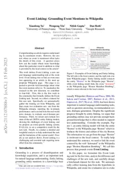 Event Linking: Grounding Event Mentions to Wikipedia