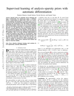 Supervised learning of analysis-sparsity priors with automatic
  differentiation