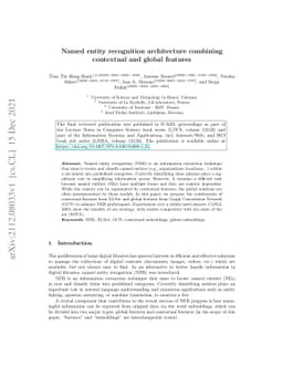 Named entity recognition architecture combining contextual and global
  features