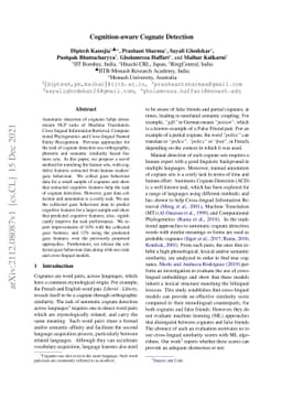 Cognition-aware Cognate Detection