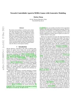 Towards Controllable Agent in MOBA Games with Generative Modeling
