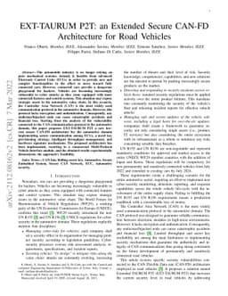 EXT-TAURUM P2T: an Extended Secure CAN-FD Architecture for Road Vehicles