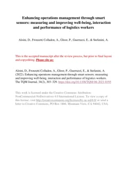 Enhancing operations management through smart sensors: measuring and
  improving well-being, interaction and performance of logistics workers