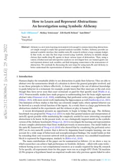 How to Learn and Represent Abstractions: An Investigation using Symbolic
  Alchemy