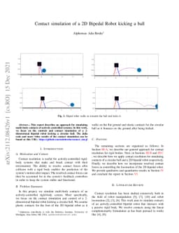 Contact simulation of a 2D Bipedal Robot kicking a ball