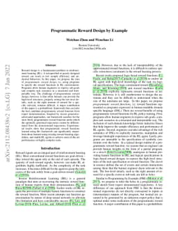 Programmatic Reward Design by Example