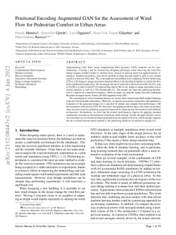 Positional Encoding Augmented GAN for the Assessment of Wind Flow for
  Pedestrian Comfort in Urban Areas
