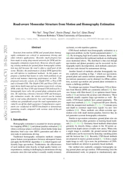 Road-aware Monocular Structure from Motion and Homography Estimation