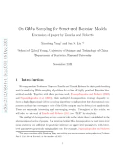 On Gibbs Sampling for Structured Bayesian Models Discussion of paper by
  Zanella and Roberts
