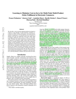 Learning to Minimize Cost-to-Serve for Multi-Node Multi-Product Order
  Fulfilment in Electronic Commerce