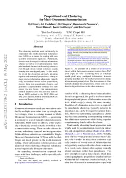 Proposition-Level Clustering for Multi-Document Summarization