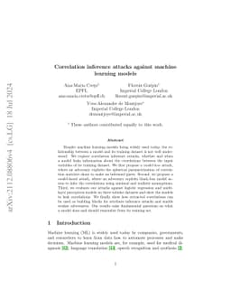 Correlation inference attacks against machine learning models
