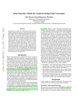 Deep Generative Models for Geometric Design Under Uncertainty