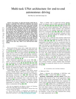 Multi-task UNet architecture for end-to-end autonomous driving
