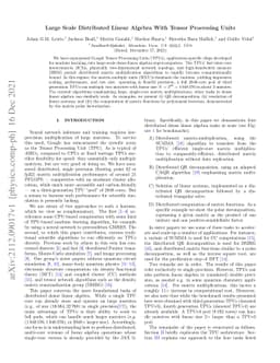 Large Scale Distributed Linear Algebra With Tensor Processing Units