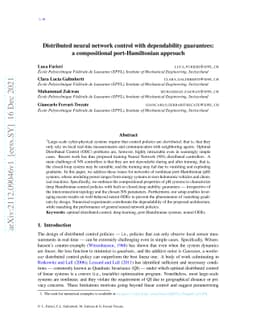 Distributed neural network control with dependability guarantees: a
  compositional port-Hamiltonian approach