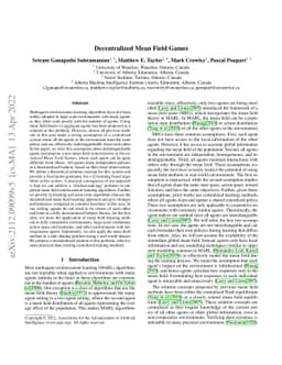 Decentralized Mean Field Games
