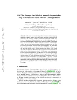 ASC-Net: Unsupervised Medical Anomaly Segmentation Using an
  Adversarial-based Selective Cutting Network