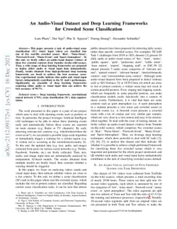 An Audio-Visual Dataset and Deep Learning Frameworks for Crowded Scene
  Classification