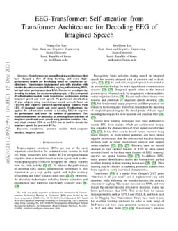 EEG-Transformer: Self-attention from Transformer Architecture for
  Decoding EEG of Imagined Speech