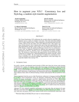 How to augment your ViTs? Consistency loss and StyleAug, a random style
  transfer augmentation