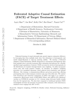 Federated Adaptive Causal Estimation (FACE) of Target Treatment Effects