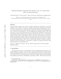 Optimal discharge of patients from intensive care via a data-driven
  policy learning framework