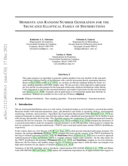 Moments and random number generation for the truncated elliptical family
  of distributions