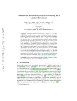 Contrastive Vision-Language Pre-training with Limited Resources
