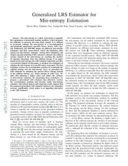 Generalized LRS Estimator for Min-entropy Estimation