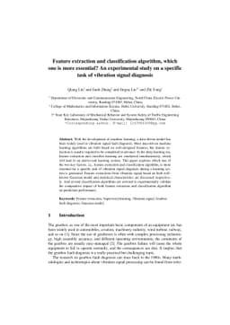 Feature extraction and classification algorithm, which one is more
  essential? An experimental study on a specific task of vibration signal
  diagnosis