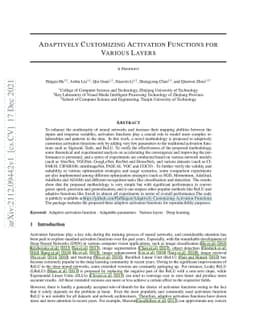 Adaptively Customizing Activation Functions for Various Layers