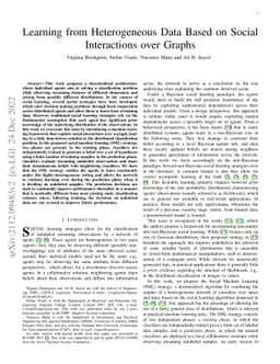 Learning from Heterogeneous Data Based on Social Interactions over
  Graphs