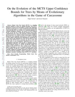 On the Evolution of the MCTS Upper Confidence Bounds for Trees by Means
  of Evolutionary Algorithms in the Game of Carcassonne
