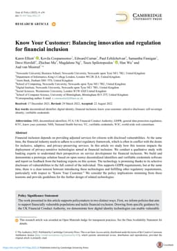 Know Your Customer: Balancing Innovation and Regulation for Financial
  Inclusion
