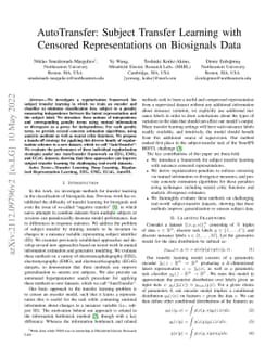 AutoTransfer: Subject Transfer Learning with Censored Representations on
  Biosignals Data