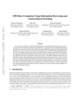 Off-Policy Evaluation Using Information Borrowing and Context-Based
  Switching