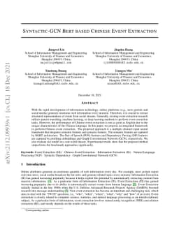 Syntactic-GCN Bert based Chinese Event Extraction