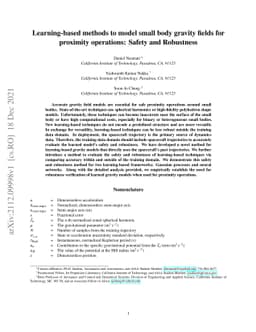 Learning-based methods to model small body gravity fields for proximity
  operations: Safety and Robustness