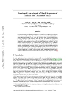 Continual Learning of a Mixed Sequence of Similar and Dissimilar Tasks