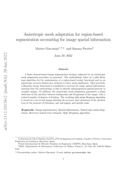 Anisotropic mesh adaptation for region-based segmentation accounting for
  image spatial information